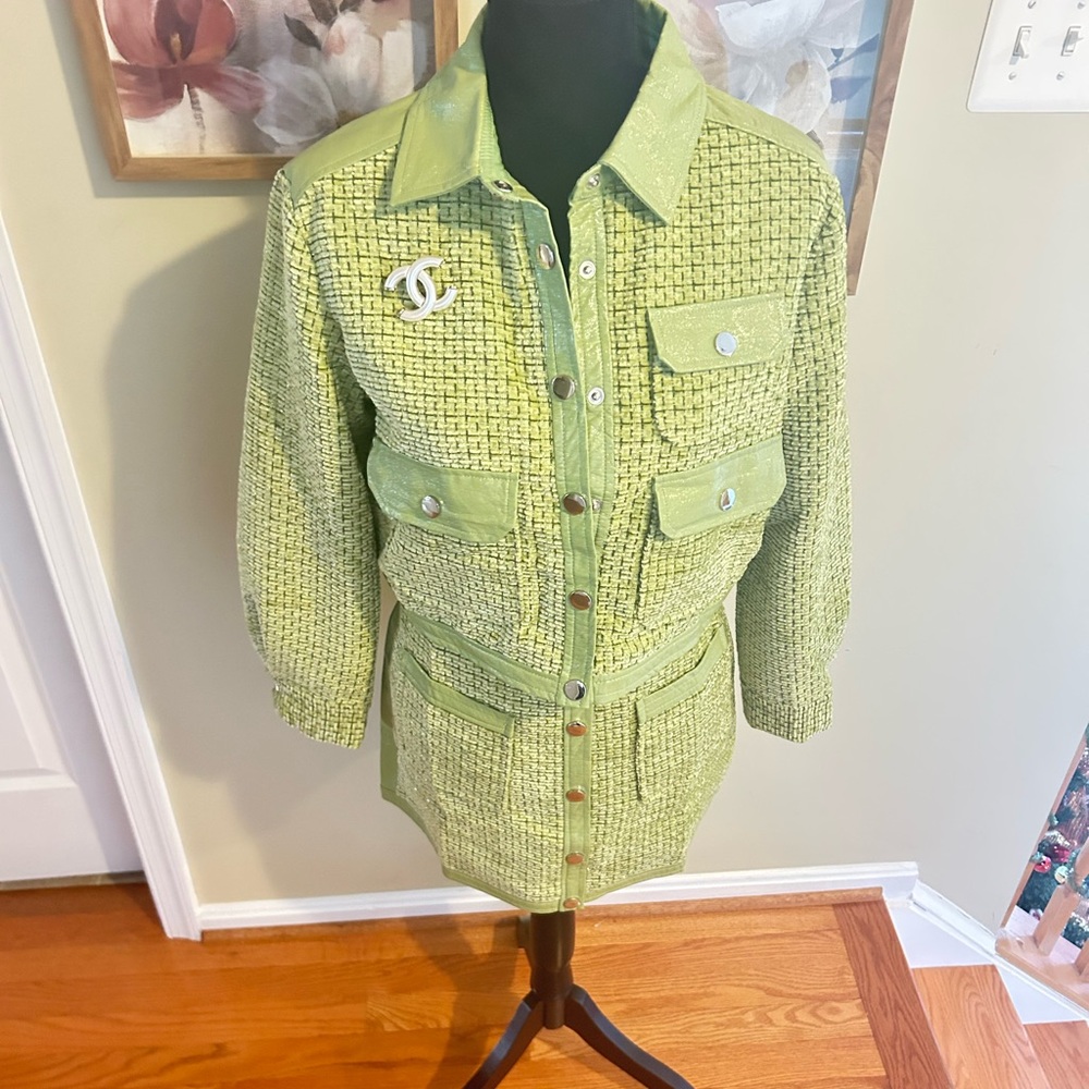 💚Elegant Lime Green Women's Blazer and Skirt Sey💚